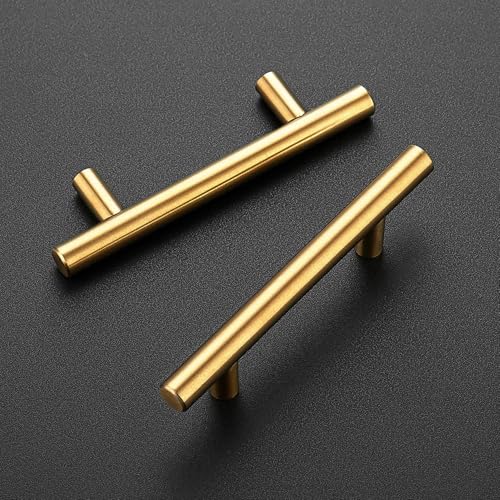 Ravinte Cabinet Handles,5" Length,3" Hole Center,Brushed Brass,12 Pack - color: Brushed Brass