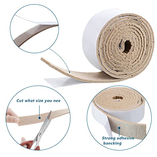 Shappy 2 Pcs Felt Strips with Adhesive Backing Felt Tape Roll Non Slip - size: 120 x 1 x 0.12 Inch