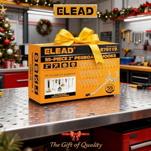 ELEAD 55-Piece 2 Inch Pegboard Hooks, Heavy Duty Peg Board Organizer Accessories, Peg Board Tool Hangers Fit for 1/4" and 1/8" Pegboard Hanging Tools Garage, Workshop, and Craft Storage - style: 55-Piece 2 Inch