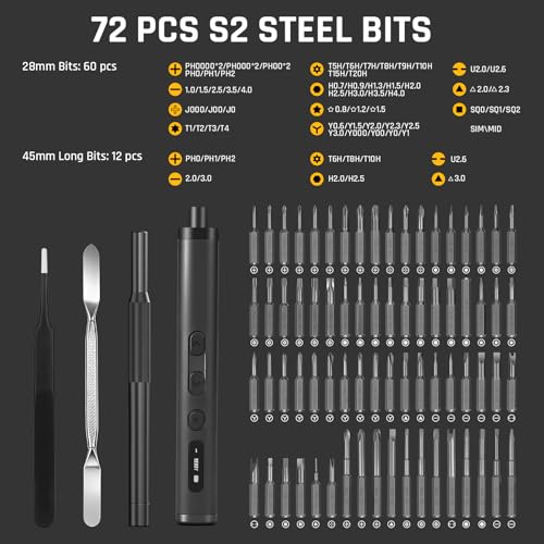 GRENPRO 78-in-1 Precision Cordless Electric Screwdriver, with LED Display - color: Gray