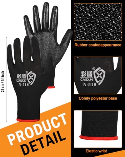 Potchen 72 Pairs Garden Work Gloves Bulk Pack for Men and Women - color: Black