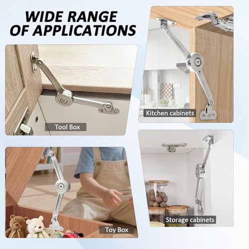 Uenhoy 2 Pcs Lid Support Hinges Soft-Close Zinc Alloy 50 Lbs Silver