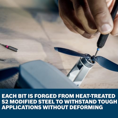 BOSCH PB4042 42-Piece Extra Hard Precision Screwdriver Bit Set for Standard & Electronics Repair | Includes Phillips, Torx, Hex, and Specialty Bits with Two Magnetic Handles & Pick-and-Click Case