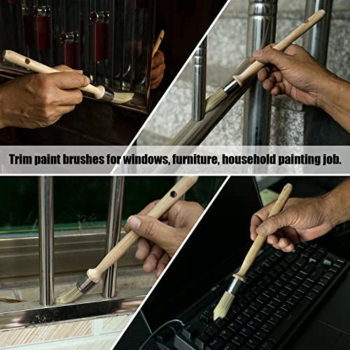 3 Pack Trim Edge Paint Brushes, Round Small Paint Brush for Walls Touch Up
