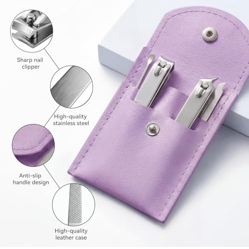 20PC Nail Care Kit,Professional Manicure Set，Nail Clippers Bulk - color: Purple
