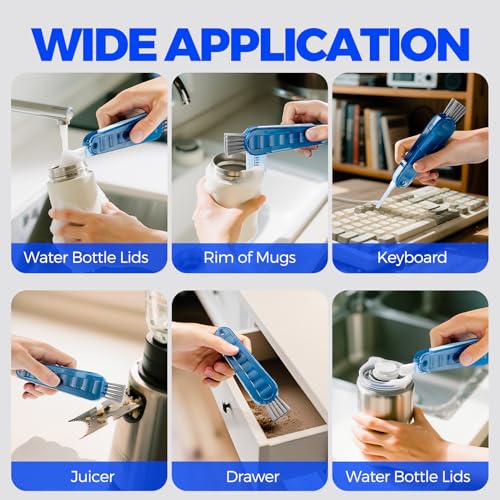 Holikme 6 Pack 4 in 1 Cup Lid Cleaning Brush 3 Straws Bottle Brush,Navy - color: Navy