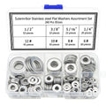 260 Pieces 8 Sizes Stainless Steel Flat Washers, 1/2 3/8 5/16 1/4 12# 10# 8# 6# Hardware Gasket Assortment Kit - size: Stainless Washers Kit (260 Pieces)