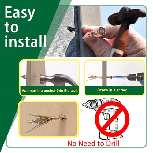 160 PCS Self Drilling Drywall Anchors with Screws 2025 Upgraded Zinc Plated Steel Hollow Wall Anchors(0.47X1.18inch) and Screws, Easy Application No Drill or Holes in Wall - color: 0.47"x1.18"-160PCS
