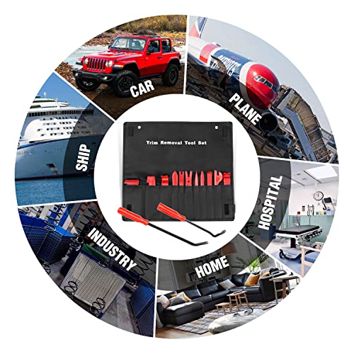 GOOACC Nylon Bumper Fastener Rivet Clips Car Clip Panel Audio Video Dashboard Dismantle Kits Installer Removal Tool (13PCS Trim Removal Tool Set) - color: Red, size: 13Pcs
