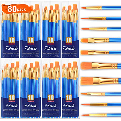 ESRICH 80PCS Paint Brushes, Paint Brush for Acrylic Painting - color: Blue, size: 80