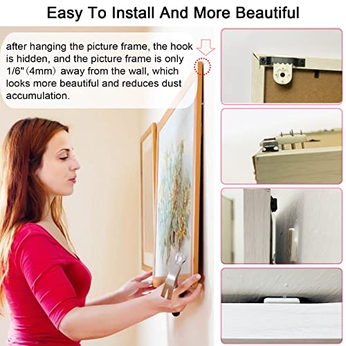 20 Kits Picture Frame Hangers Kits, Sawtooth Picture Hangers and Invisible Nail Hooks for Stucco, Brick, Drywall and Wooden Wall (Silver)