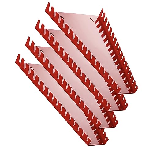 Reniteco Plastic Wrench Organizer, Premium High-density Wrench Holder, Large Wrench Racks for Wall and Tool Box, 64 Slots Fit SAE&Metric Wrenches Tray(4Red) - color: Red, size: 4PC