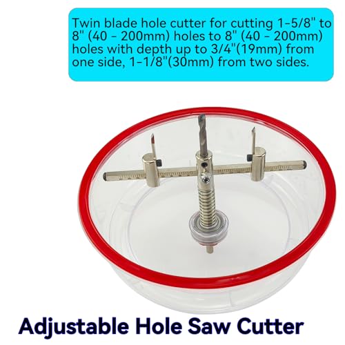 Adjustable Hole Saw Kit 1-5/8"-8"(40-200mm) Dust Cover for Drywall Ceiling