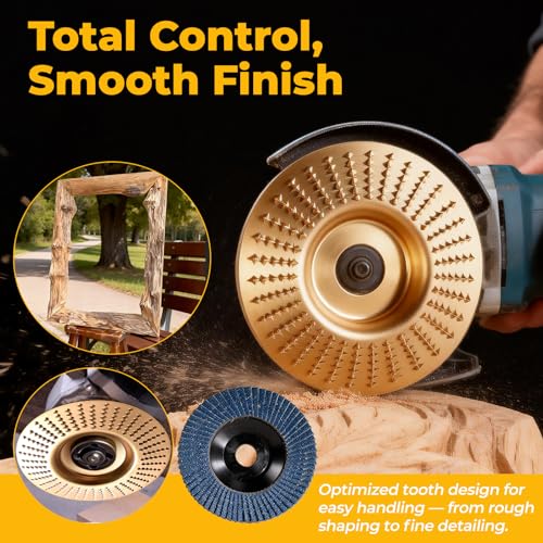 15-Piece Wood Carving Disc Kit for 4"-4.5" Angle Grinders, 5/8" Arbor, Complete Set for Shaping, Grinding & Sculpting Wood, Metal, Resin