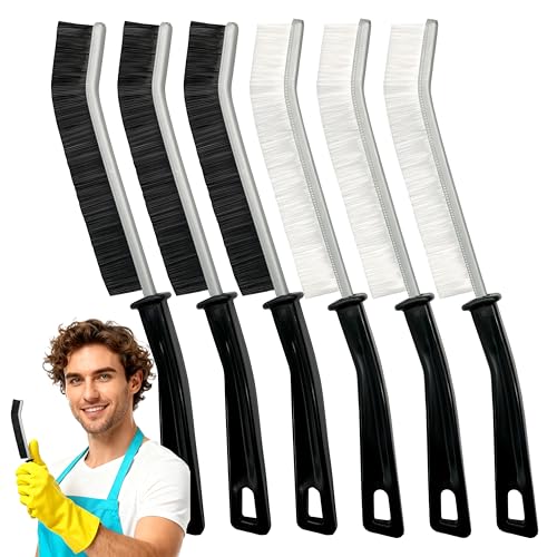 Crevice Cleaning Brush, Hard-Bristled Gap Scrub Brush, Toilet Gap Cleaning Brush Tool, for Scrub Small Spaces, Kitchen, Bathroom, Corner, Grout, Sink, Window Tracks, Hinges, 6pcs