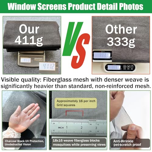 Sliding Screen Door & Window Screen Replacement Kit, 48"x118" Black Fiberglass Screen Mesh with Spline Roller Tool/Hook/Cutter/Ruler - Repair for Windows, Patio, Porch & Sliding Glass Doors - size: 8 in 1