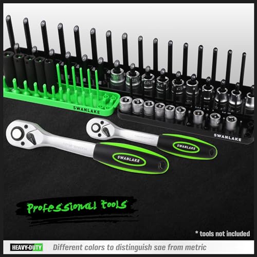 SWANLAKE Socket Organizer Tray, 6-Piece Socket Holder Tray, SAE and Metric, 1/4", 3/8", and 1/2" Drive Sockets Organizer for Toolboxes - style: 6PCS Long