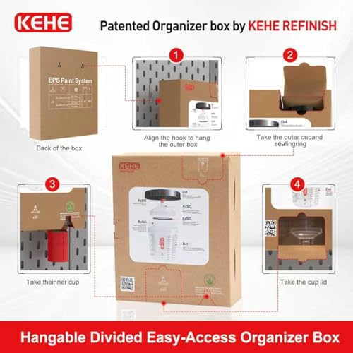 Disposable Easy Paint System(EPS) for Spray Gun,20 Ounce (600ml) Kit with 50 Liners,Lids and Strainer System for LVLP Paint Gun for Automotive,Hangable Divided Easy-Access Organizer Box - size: 20oz-50PC/Hangable Divided Easy-Access Organizer