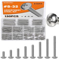 130PCS #8-32 Phillips Pan Head Machine Screw Kit, 1/2-2 in - size: #8