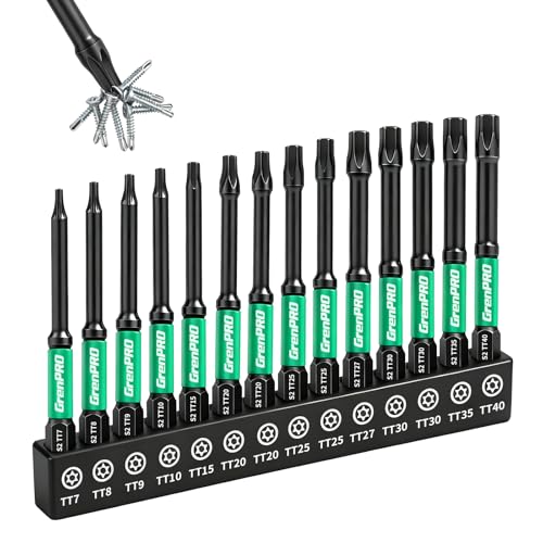 GRENPRO 3" Torx Bit Set 14pc (tt7-tt40), S2 Steel Magnetic Screwdriver Bits - size: T7-T40(3"*14pcs)