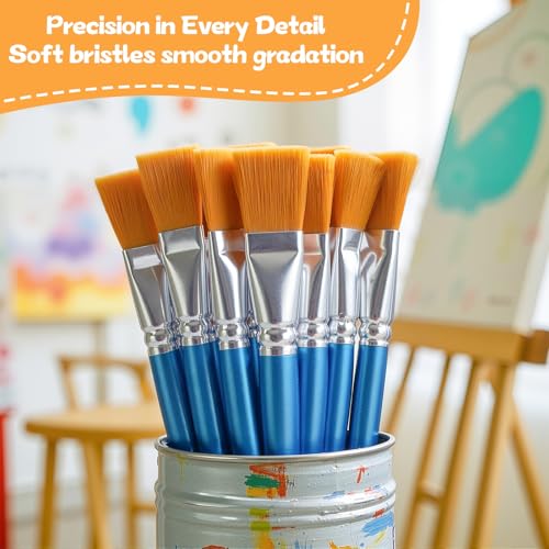 40 Pcs Flat Paint Brushes,1 Inch Craft Paint Brushes, Large Acrylic Paint Brush for Watercolor, Oil Painting, Acrylic,Big Paint Brush for Oil Paint and Body Painting Crafts, Rock Painting - color: 40 Pcs