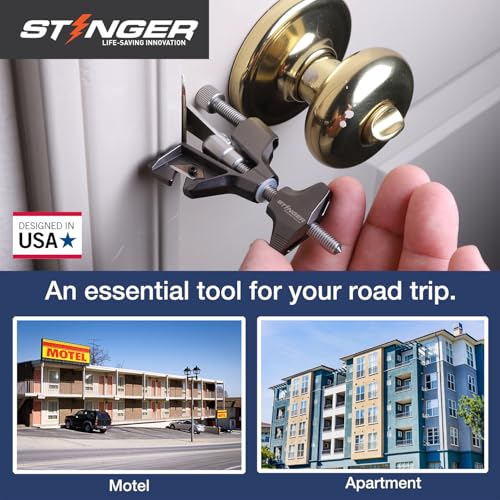 Stinger USA Metal Portable Travel Door Stopper Security Lock for Hotel&Home