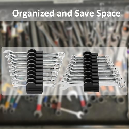 DEHOYI 24 pcs Modular Wrench Organizers for Tool Drawers - Wrench Rack with Metric&SAE Labels, Perfect Tool Storage Holder. Gift for father, brother and boyfriend (No-Magnet) - style: No-Magnet(24pcs Black)