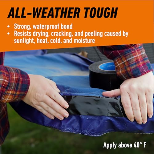 GORILLA All Weather Duct Tape, Black, 1.88" x 25 yd - size: 1 Pack