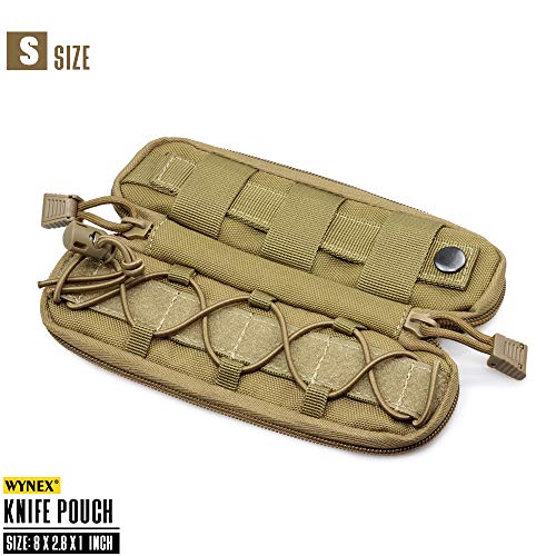 WYNEX Tactical Small Molle Pouch Nylon Knife Sheath for Belt Hunting Gear - color: Kahki - Small