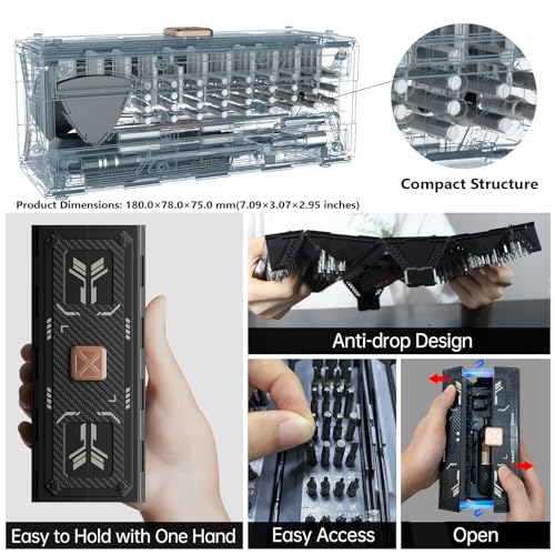 JAKEMY 180 in 1 Precision Screwdriver Set, Computer Screwdriver Kit, Professional Magnetic Repair Tool Kit with Home Drill Bits for Most Laptop, Phone, Xbox, MacBook, Game Console, Modding, DIY - color: Fo168 Manual Screwdriver Set