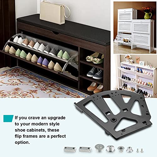 3 Layers Shoes Drawer Cabinet Hinges Flip Frames, Black, 1 Pair - color: Black, size: 3 Layers