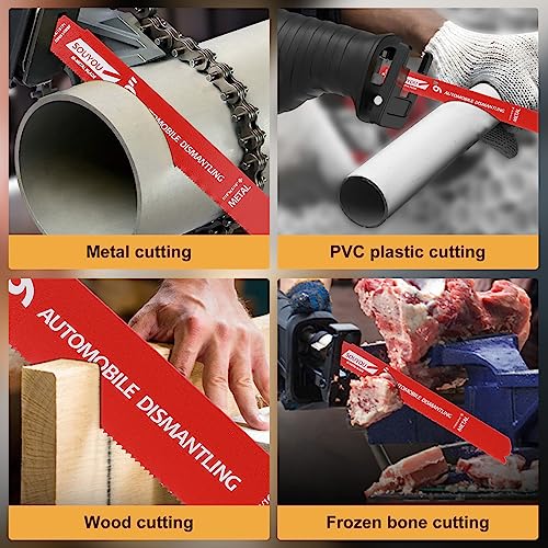 50 Pack 9 in 14/18 TPI Bi-Metal Reciprocating Saw Blades with Organizer Carbide Alloy Steel for Automobile Dismantling Metal Steel Cutting Non-Stick Coated for Less Heat for 1/16-5/16 Medium Metals - size: 9in 50Pack, style: 14/18 Tpi