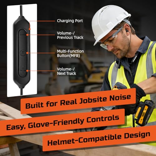 PROHEAR Bluetooth Earplug Headphones, Bluetooth 6.0 Hearing Protection Earbuds with Fast Pairing & Stable Connection, 28dB NRR Safety Ear Plugs, 11H Battery, ANSI Tested, OSHA Compliant for Work