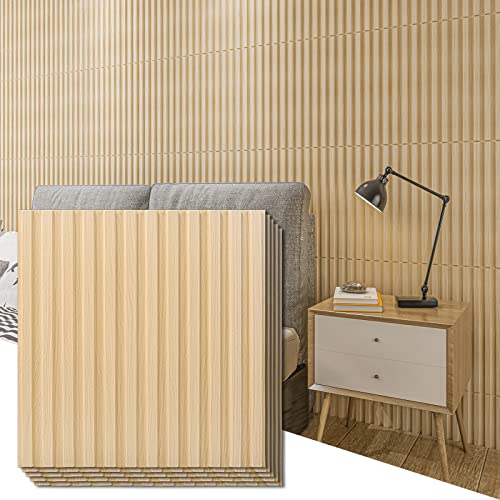 Art3d 3D Fluted Textured Slat Wall Panels, 19.7 x 19.7 in, 12-Pack, Oak | PVC, Waterproof, Scratch Proof, Wipeable, Break-Proof, Ideal for Home, Office and Commercial Spaces - color: Square - Oak, size: 19.7 x 19.7in.