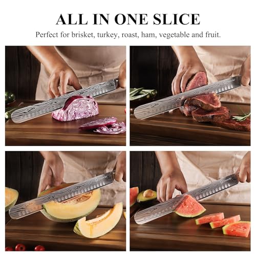 Sunnecko 12 Inch Carving Knife,Brisket Knife for Roasts and Turkey - color: 12 inch Carving Knife