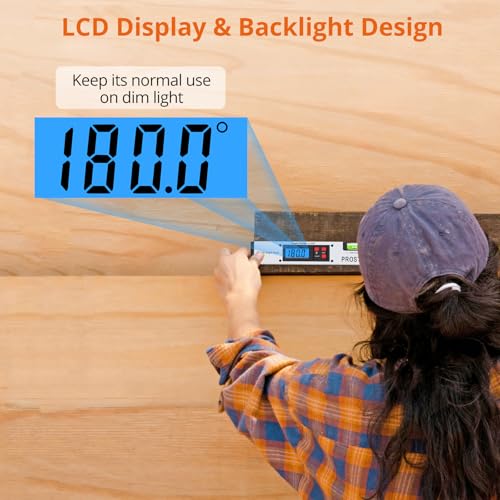 Proster Digital Angle Finder - 16" Aluminum 400mm Lock Knob Level Gauge - color: White