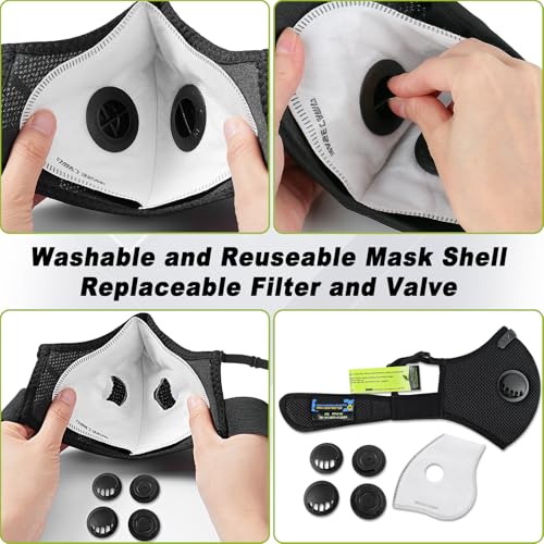 BASE CAMP M Plus Dust Mask, Breathable Reusable Face Mask with 6 Activated Carbon Filters for Woodworking Construction Mowing Grinding (Modern1) - style: Modern1