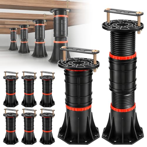 LOSCHEN 8 PCS Adjustable Bed Support Legs with Metal Fixing Accessories, 8.4-13.5 Inch，Heavy Duty Bed Frame Support Feet,Bed Support Reinforcement Parts Bed Slats Support Leg Bed Replacement Legs - size: 8.4-13.5 inch (8pcs)