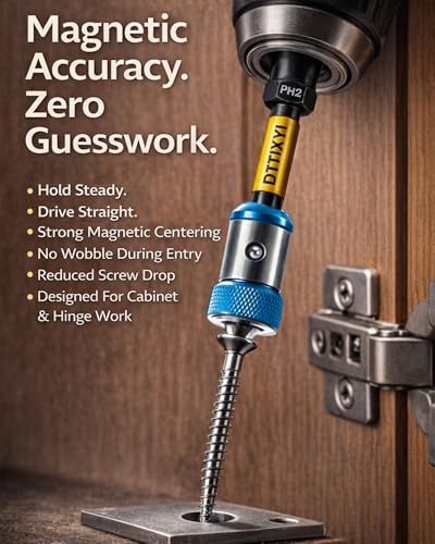 6PCS Screwdriver Head Magnetic Ring Set for Drill Drivers & Standard Chucks, Power Mag Bit Ring 1/4 Hex Shank, S2 Steel Double Ended Phillips PH1 PH2 PH3 Bits (65mm & 3IN), Magnetizer
