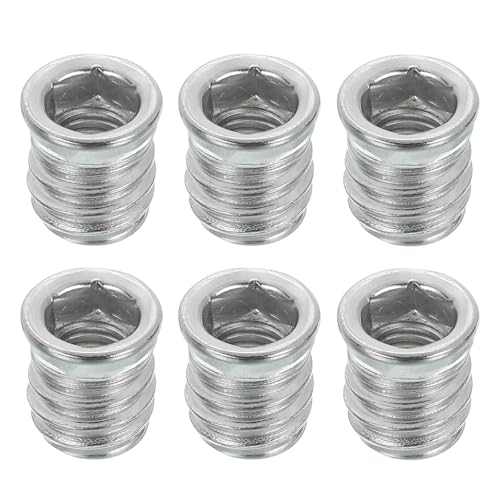 MECCANIXITY 6Pcs Threaded Inserts Nuts, M8x15mm Hex Socket Drive Nut Inserts for Wood - 304 Stainless Steel Screws Furniture Screw in Nuts Bolt Fastener Connector Wood - size: M8x15mm