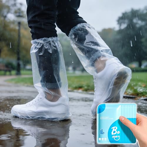 20 Pcs Individually Packaged Extended Length Rain Shoe Covers for Adults, Disposable Portable Plastic Shoe Covers for Rain, Perfect for Adults, Mud, and Theme Parks (Adults, L 20Pcs) - size: Adults L 20Pcs