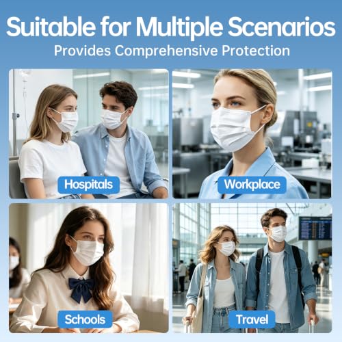 Disposable Face Masks 50Pcs, 3-Ply White Protection Masks, Breathable Mask For Adults Daily Use - color: White