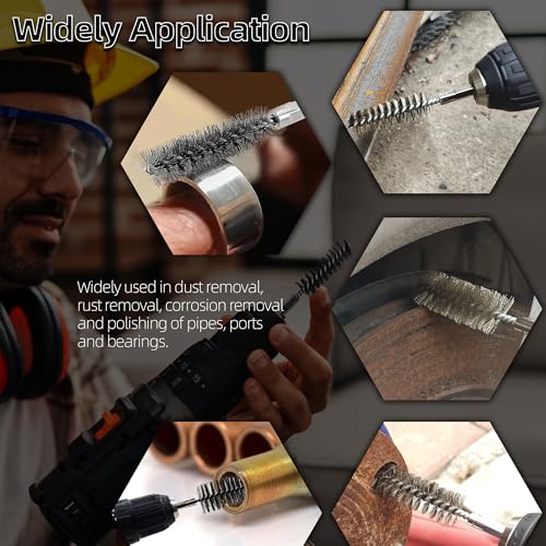 5Pcs 7/16" Stainless Steel Wire Bore Brush for Power Drill Cleaning - size: 11mm | 7/16"