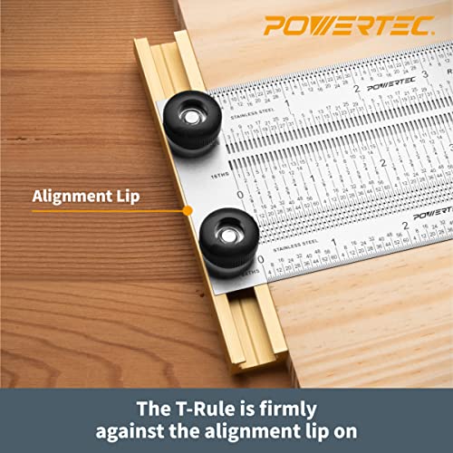 POWERTEC 80026 18 Inch Precision Marking T Rule, Stainless Steel Woodworking T Square Ruler for Marking, Measuring, Scribing Tool - size: 18" T ruler