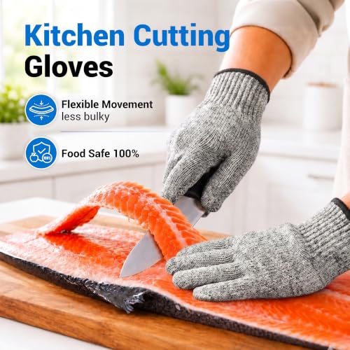 A5 Cut Resistant Gloves, Food Grade Kitchen Safety Gloves - color: Gray, size: Medium