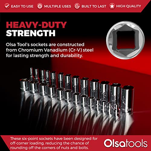 Olsa Tools 1/4-Inch Drive SAE Deep Socket Set - 13pc - color: Sae Shallow, size: 13pc, 1/4-Inch Drive