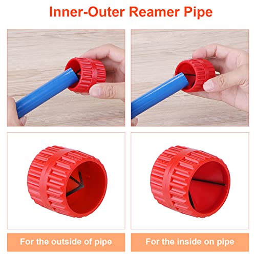 1/4'' - 1'' Depth Gauge and Pipe Deburring Tool,Hose Cutter 1/8'' to 1-5/8'' Inner Outer Reamer Pipe Cutter,Removal Tools for Sharkbite Fittings,for PVC PPR PE-RT Aluminum Plastic Tubing