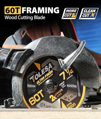 TOLESA 7-1/4 Circular Saw Blades, 60T for Woodworking, 3-Pack - size: 7-1/4'', style: 60T