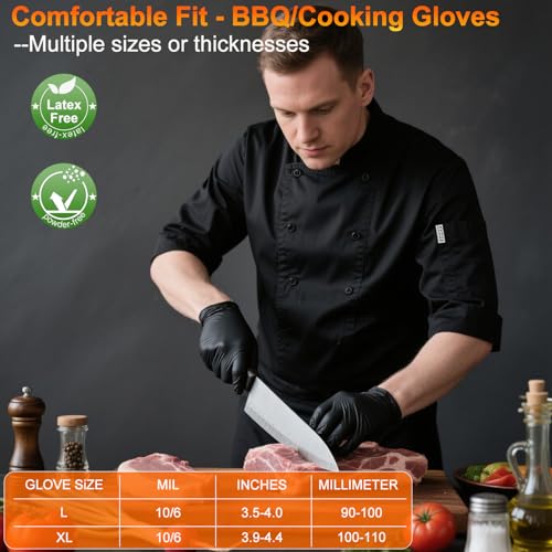 ANBOSON BBQ Gloves Disposable, Heat Resistant Grilling Gloves for Cooking - size: X-Large, style: 6mil Nitrile