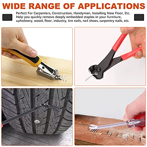 Tanstic 4Pcs Nail Puller and Staple Remover Tool Set, Including 7'' End Cutting Plier, Tack Lifter, Carpet Remover for Furniture, Floor, Wall, Car, Photo, Frame, Wooden Case, Carton